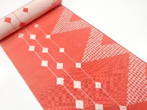 アンティーク　幾何学に菱模様織出し八寸帯地反物